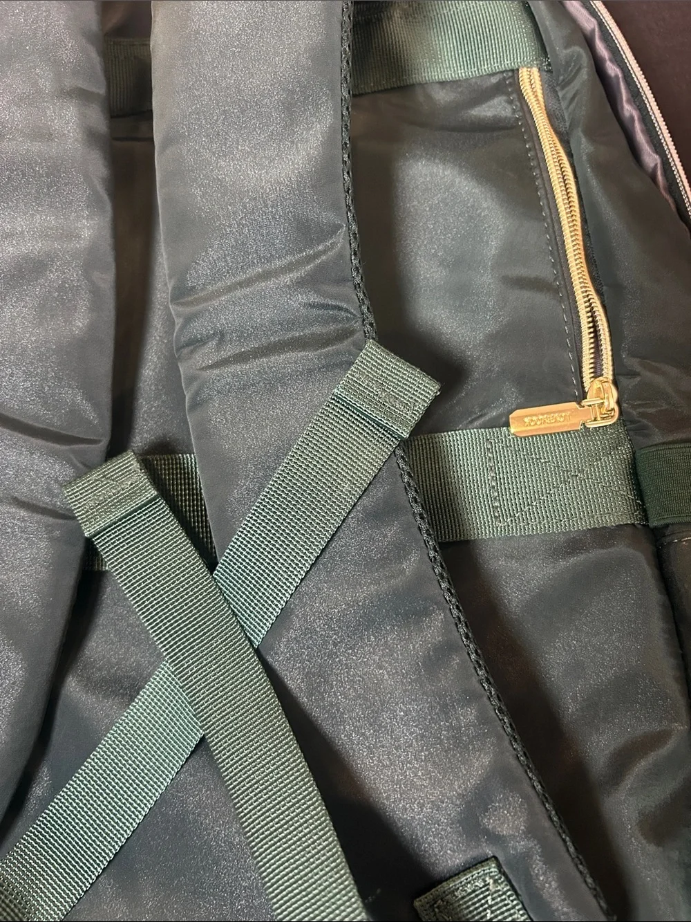 Lovevook Teal Quilted Laptop Backpack with Gold Accents